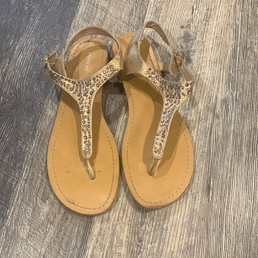 Express Rose Gold and Iridescent Stoned Sandals